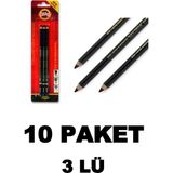 Koh-i-Noor 30 Adet (10 Paket) Gioconda Extra Charcoal Kömür Füzen Kalem 2-3-4 Numara - Siyah