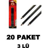 Koh-i-Noor 60 Adet (20 Paket) Gioconda Extra Charcoal Kömür Füzen Kalem 2-3-4 Numara - Siyah