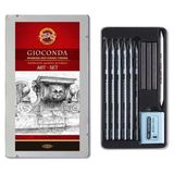 Koh-I Noor Gioconda Art Set 11 Parça Grafit Karakalem Eskiz Çizim Resim Seti Metal Kutu
