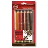 Koh-i Noor Polycolor Artist Kahverengi Tonlar Metal Kutu 12'li Kuru Boya Kalemi