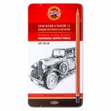 Koh-İ Noor Sanatsal Profesyonel Dereceli Kalem Seti Naturel 8B-2H Metal Kutu Of Gaphite Pencils 1512 N