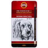 KOH-I-NOOR Toison D'or grafit kalem, sertlik derecesi 8B-2H (12 adet)