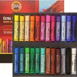Koh-İ Noor Toison D'or Sanatsal Extra Soft Yuvarlak Pastel Boya Kalın 24 Renk Extra Soft Dry Chalks 8554 24