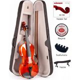 Köhner VL-144 Orta Kalite Keman 4/4 Tam Boy (Parlak) Full Set- 12 Yaş ve Üzeri Akçaağaç Malzeme Özellikleri