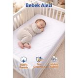 Koi Home Bebek Alez Sıvı/su Geçirmez %100 Pamuk Yatak Koruyucu Lastikli Fitted Anne Yanı Bebek Alezi - 60 x 120 cm - Beyaz