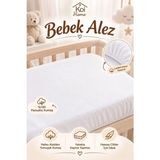 Koi Home Bebek Alez Sıvı/su Geçirmez %100 Pamuk Yatak Koruyucu Lastikli Fitted Anne Yanı Bebek Alezi - 70 x 140 cm - Beyaz