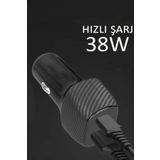 KOİ TECH Type-c Usb Araç Çakmaklık 38w Pd Hızlı Şarj Soketi Araba Usb-c Şarz Samsung Xiaomi Uyumlu