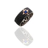 Kok Safir Tasli Rose Gold Kutup Yildizi Yanlari Karbon Islemeli Gumus Erkek Yuzuk
