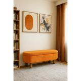 KOKİ DESİGN BOHEM Wellsoft Turuncu Sandıklı Çok Amaçlı Dekoratif Bench Puf Yatak Ucu Bench