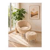 KOKİ DESİGN LİDA Tekli Koltuk Berjer Wellsoft Bej (SALON,BALKON,OFİS)PAPATYA PUF HEDİYELİ