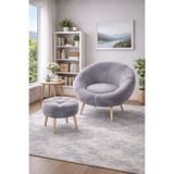 KOKİ DESİGN LİDA Tekli Koltuk Berjer Wellsoft Gri (SALON,BALKON,OFİS)PAPATYA PUF HEDİYELİ