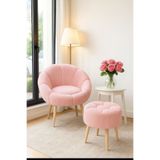 KOKİ DESİGN LİDA Tekli Koltuk Berjer Wellsoft Gülkurusu (SALON,BALKON,OFİS) PAPATYA PUF HEDİYELİ