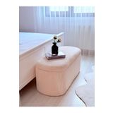 KOKİ DESİGN LİMA İthal Premium Kumaş Fitilli Kadife Krem Sandıklı Bench Puf