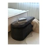 KOKİ DESİGN LİMA İthal Premium Peluş Kumaş Fitilli Toscana Antrasit Sandıklı Bench Puf
