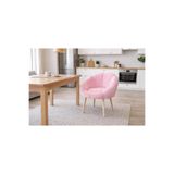 KOKİ DESİGN Papatya Pembe Peluş Kumaş Yemek Masası Sandalyesi, Makyaj Masası Sandalyesi