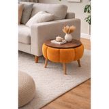 KOKİ DESİGN Papatya Wellsoft Turuncu Kumaş Kaplamalı Yuvarlak Çap 45 cm Yan Sehpa