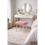 KOKİ DESİGN Peluş Kumaş Pembe Dekoratif Puf Tabure Makyaj Masası Pufu