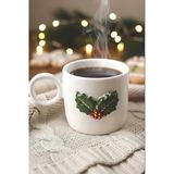Kokina Amore 24 K Altın Süslemeli El Yapımı Yılbaşı Hediyesi Seramik Double Kahve Fincanı, Mug, Kupa