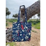 Kokina Çiçek Desenli Çok Amaçlı Bez Tote/plaj/omuz Çantası