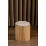 Kokina Sandıklı, Naturel Ahşap Wellsoft Sütlü Kahve-Krem Kumaş Puf&bench