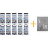 Koklear Implant Işitme Cihazı Pili, Rayovac 675CP Implant Pro+ (10 Paket x 6 Adet = 60 Adet Pil) + Hediye Işitme Cihazı Hortumu (8 Adet, Orta-Standart Olan Kıvrılmış Hortum) - 10'lu