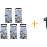 Koklear Implant Işitme Cihazı Pili, Rayovac 675CP Implant Pro+ (5 Paket x 6 Adet = 30 Adet Pil) + Hediye Mıknatıslı Işitme Cihazı Temizleme Fırçası - 5'li