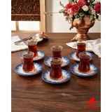 Köklü Züccaciye 6 Kişilik 12 Parça Çay Seti - 001-Renkli