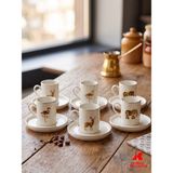 Köklü Züccaciye 6 Kişilik Kahve Fincan Takımı - Renkli
