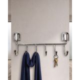 Köklü Züccaciye 6'lı Kapı Arkası Metal Askılık Banyo Duvar Elbise Kıyafet Askısı Organizer - Metalik Gri