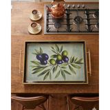 Köklü Züccaciye Çerçeveli Lüks Sunum Tepsisi - 38 x 20 cm