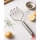 Köklü Züccaciye Paslanmaz Çelik Patates Ezici – Profesyonel Metal Püre Yapıcı – Ergonomik Saplı Mutfak Aleti - Gümüş