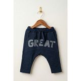 Kokoro Mother & Baby Erkek Bebek Lacivert "great" Baskılı Harem Pantolon - Rahat Kesim Jogger Alt - 12 - 18 Ay