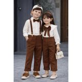 KOKOŞ BEBEK Erkek Çocuk Klasik Şık Askılı Pantolon Gömlek Takımı – 2/10 Yaş – 31637 (ERKEK)