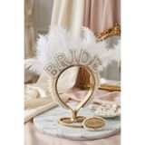 Kokoş Parti Bride İncili ve Tüylü Lüks Taç ● Gelin Tacı ● Bekarlığa Veda ve Düğün Özel Tasarım Taç