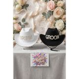 Kokoş Parti Bride ve Groom Taşlı ve İncili Lüks Kovboy Şapkası İkili Set • Bekarlığa Veda Damat ve Gelin Şapkası