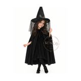 Kokoş Parti Halloween Parıltılı Cadı Pelerin ve Şapka Seti ● Cadılar Bayramı Pelerin ve Şapka Cadı Kostümü ● Çocuk ● 80 cm