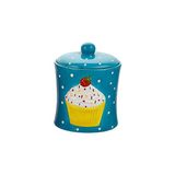 Kokosh Home Cupcake Seramik 20 cm Büyük Kavanoz - 1 Adet - 999 ml - Mavi