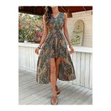 Kokosh moda Kadın Etnik Desenli V Yaka Süprem Tulum Elbise