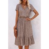 Kokosh moda Kadın Kısa Kollu Beli Lastikli Midi Süprem Elbise