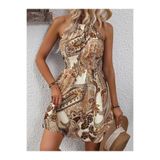 Kokosh moda Kadın Omuzları Açık Desenli Kısa Süprem Elbise