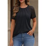 Kokosh moda Kadın Önü Nervürlü Bisiklet Yaka Kısa Kollu Viskon Bluz
