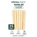 Köksal Pack 240x20 mm Adana Şiş – 25 Adet Ahşap Yassı Çöp Şiş