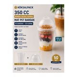 Köksal Pack KÖKSALPACK 350 CC PET Şeffaf Bardak Bombeli Delikli Kapaklı 50 Adet | Kapaklı Plastik Limonata, Milkshake, Smoothie ve Soğuk Kahve Bardağı