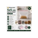 Köksal Pack KÖKSALPACK 5x5 cm Kilitli Poşet Şeffaf Kilitli Torba 100 Adet | Mini Zip Kilit Poşet Takı, Boncuk, Vida ve Numune Saklama