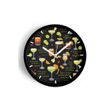 Kokteyl Bardağı Modern Tasarım Duvar Saati - 30cm - Önü Camlı Siyah Kasa - Sessiz Mekanizma, JH0273S30SKP