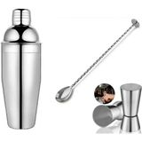 Kokteyl Hazırlama Seti 3lü Shaker 350 ml + 2.5/5 cl Jigger Ölçek + Tokmaklı Bar Kaşığı Bar Seti