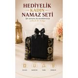 koku bahçesi Kadın Namaz Seti Hediyelik Seccade Başörtüsü Tesbih Zikirmatik Çantalı 4 Parça Set