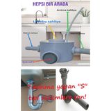 Koku Önleyicili Çift Makina Girişli Mutfak Eviye Sifonu