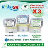 Kokusil Kapsamlı Koruma Seti 3'lü Buzdolabı-Ayakkabılık-Otomobil Koku Giderici ve Koku Emici - X3 ADET