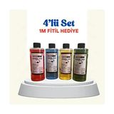 Kokusuz 4’lü Set Sarı Kırmızı Mavi Yeşil Kandil Yağı Gaz Lambası Yakıtı 250 ml İç Mekan Kullanımı - Çok Renkli - 4 Adet